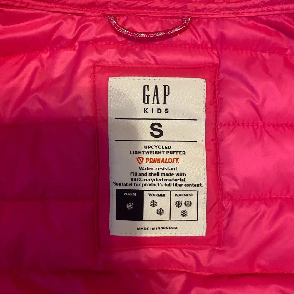 GAP Girls Bright Pink Quilted Hooded Puffer Jacket